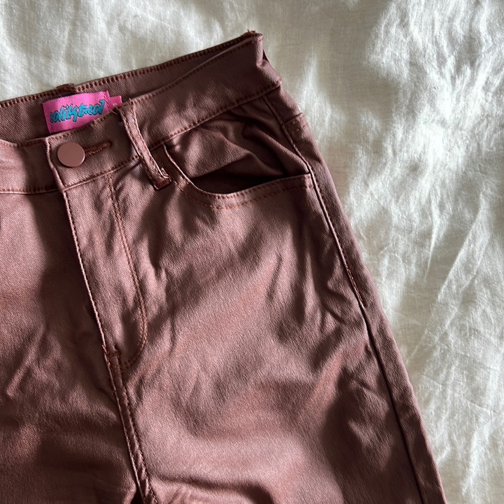 Edikted Luna Leather Flared Pants - Brown